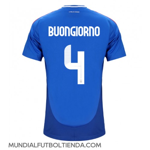 Camiseta Italia Alessandro Buongiorno #4 Primera Equipación Replica Eurocopa 2024 mangas cortas